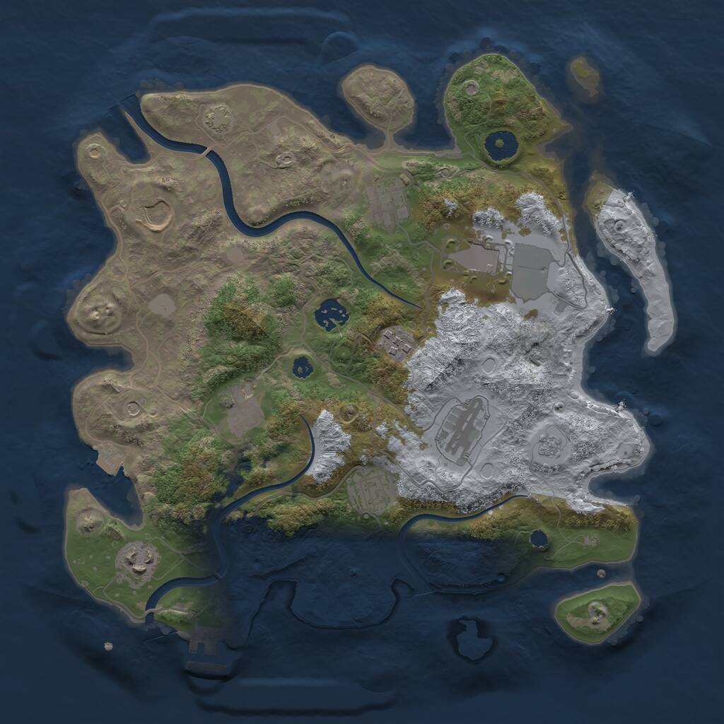 Rust Map: Procedural Map, Size: 3500, Seed: 468191680, 14 Monuments