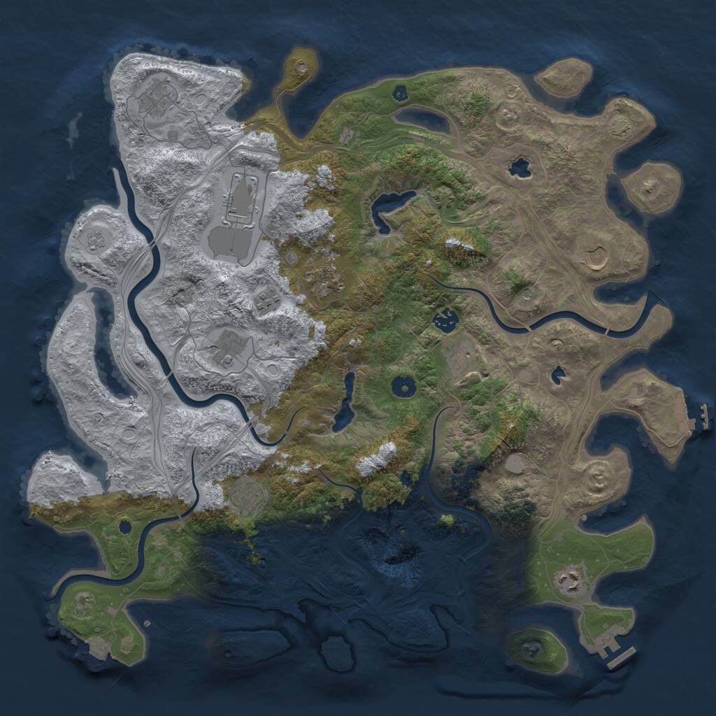 Rust Map: Procedural Map, Size: 4500, Seed: 9372818, 16 Monuments