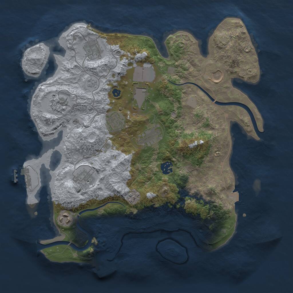Rust Map: Procedural Map, Size: 3500, Seed: 897666, 16 Monuments