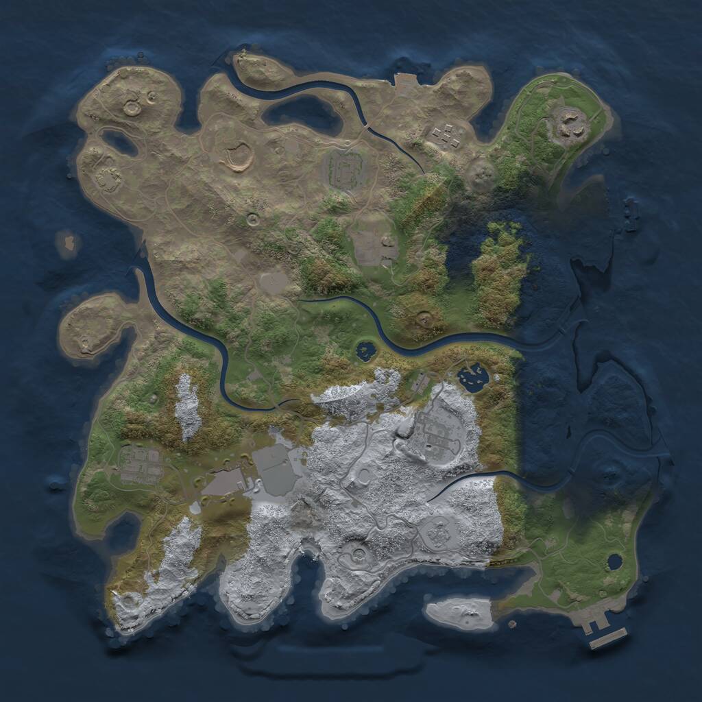 Rust Map: Procedural Map, Size: 3650, Seed: 184640350, 15 Monuments