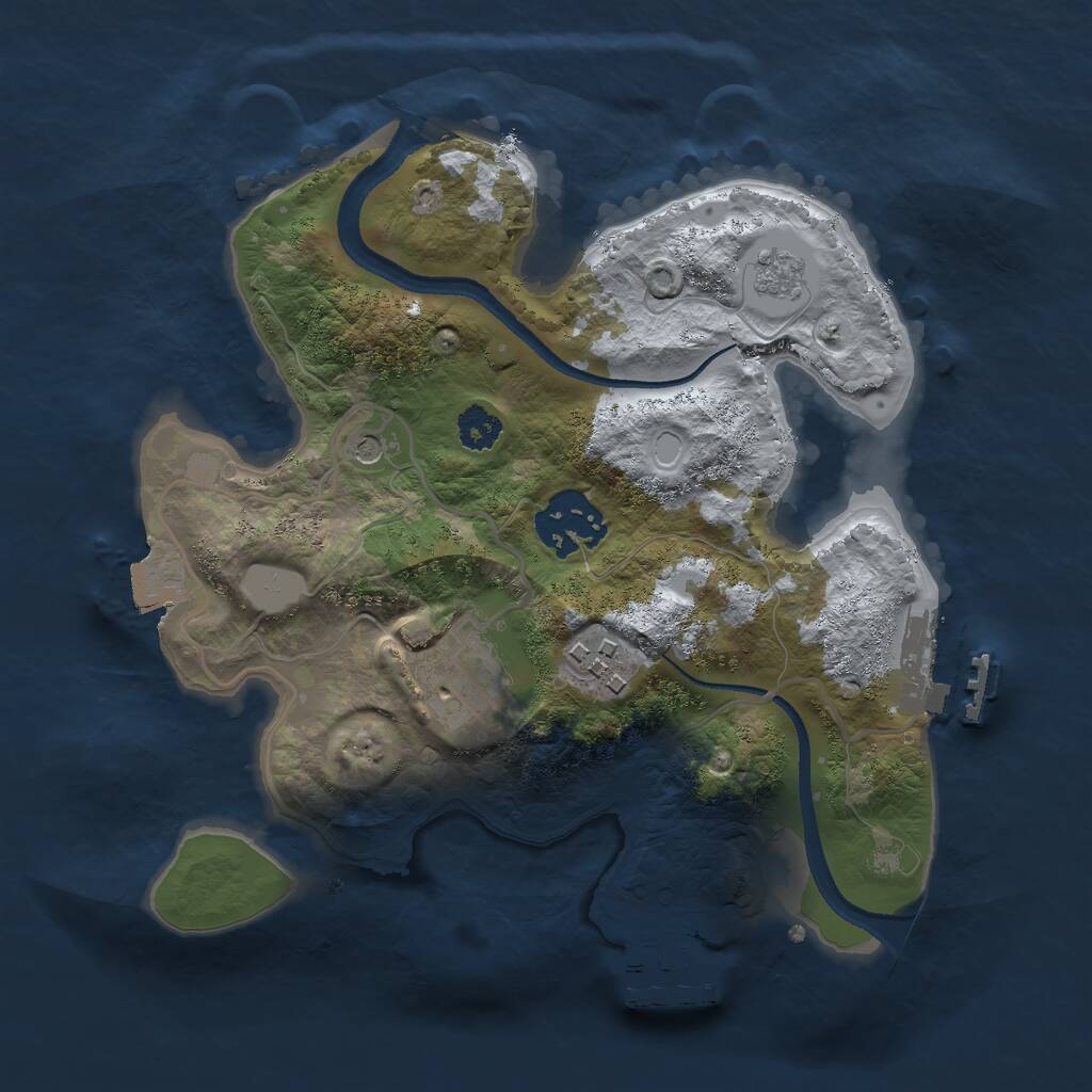 Rust Map: Procedural Map, Size: 2500, Seed: 1027513532, 8 Monuments