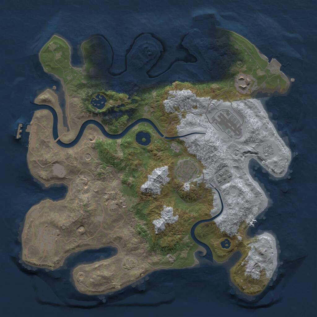 Rust Map: Procedural Map, Size: 3200, Seed: 1028184462, 13 Monuments