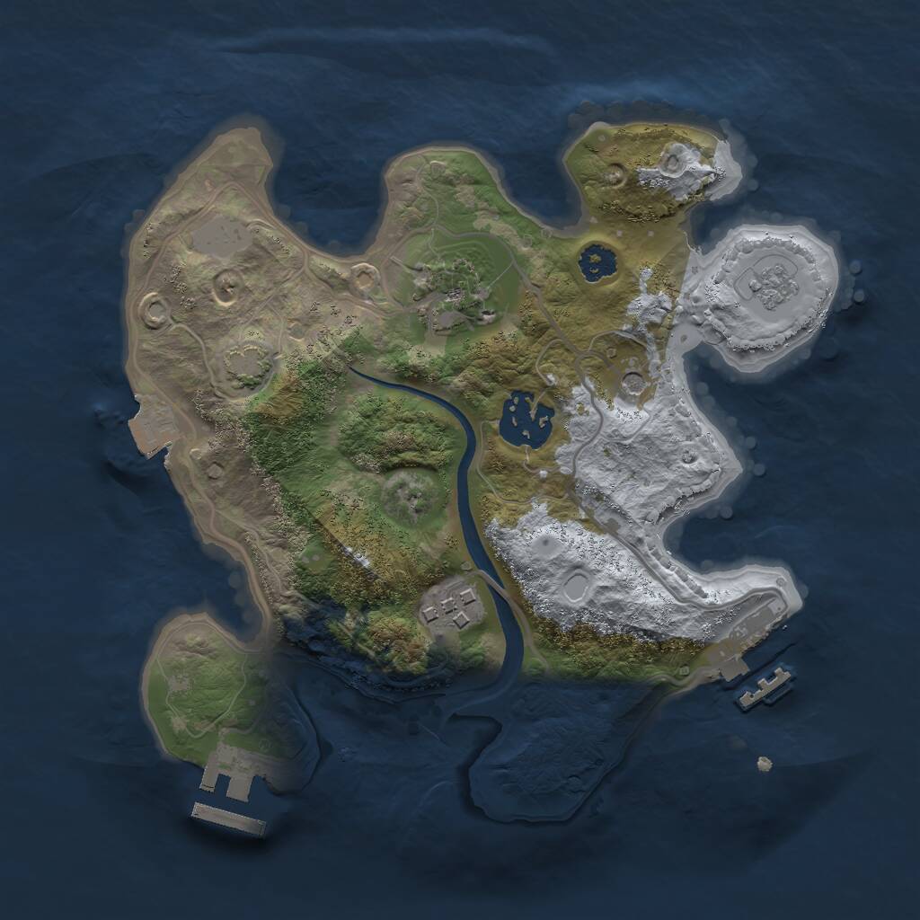 Rust Map: Procedural Map, Size: 2500, Seed: 2113085185, 9 Monuments