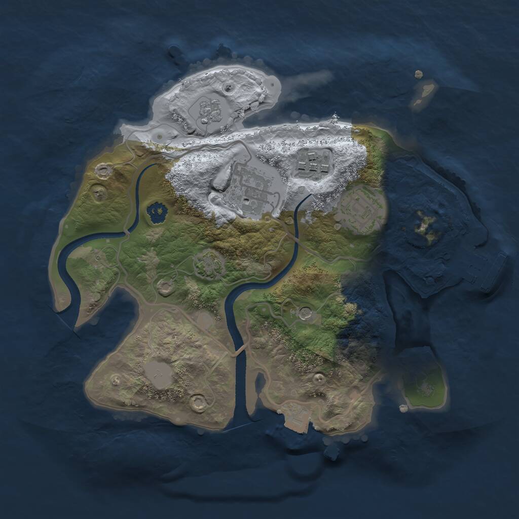 Rust Map: Procedural Map, Size: 2500, Seed: 5647, 8 Monuments