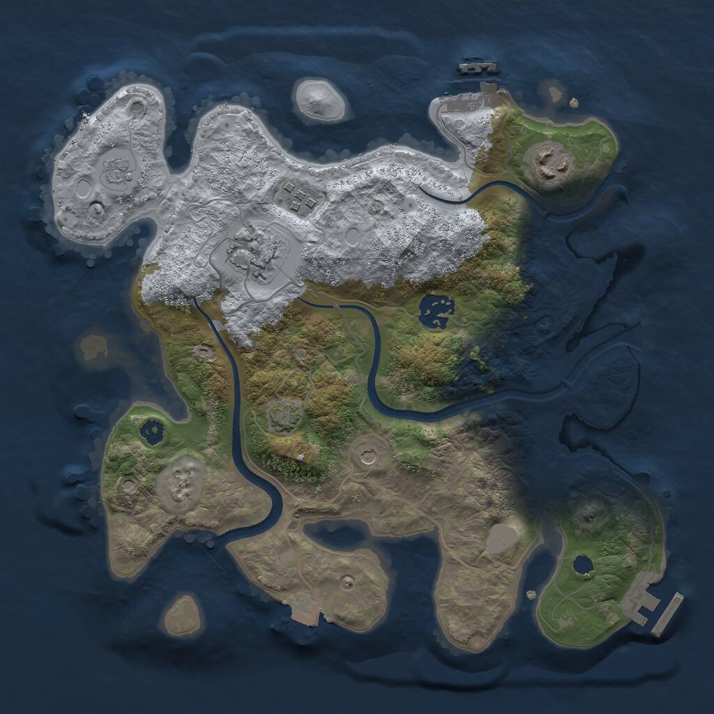 Rust Map: Procedural Map, Size: 3000, Seed: 740166792, 10 Monuments