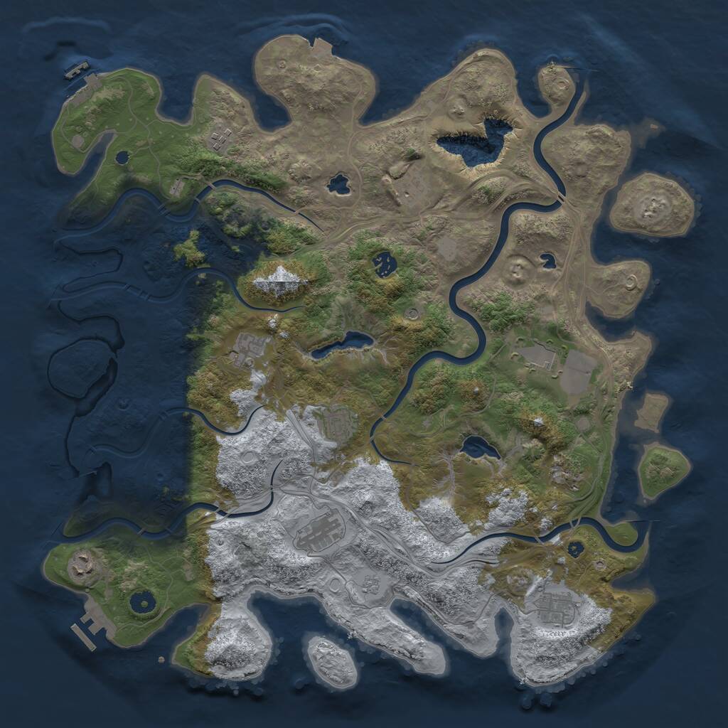 Rust Map: Procedural Map, Size: 4500, Seed: 1916256637, 16 Monuments