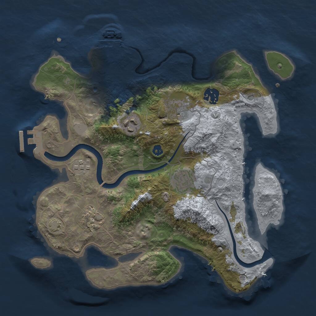Rust Map: Procedural Map, Size: 3000, Seed: 408275293, 11 Monuments
