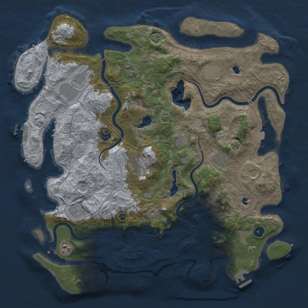 Rust Map: Procedural Map, Size: 4500, Seed: 216644548, 17 Monuments