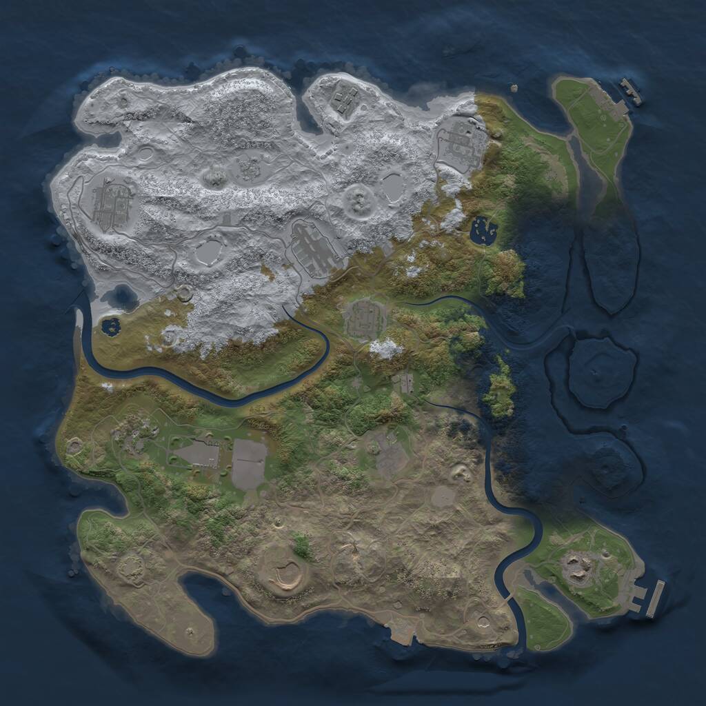 Rust Map: Procedural Map, Size: 3750, Seed: 798488618, 17 Monuments