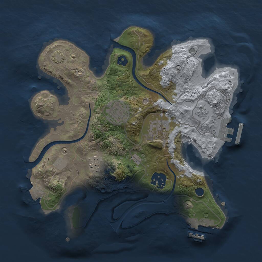 Rust Map: Procedural Map, Size: 2500, Seed: 1709390755, 9 Monuments