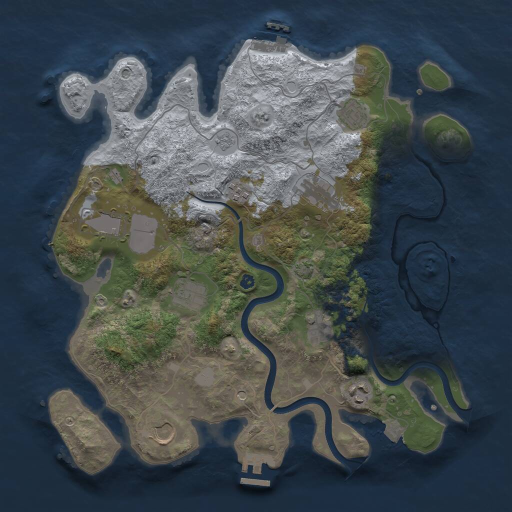 Rust Map: Procedural Map, Size: 3500, Seed: 842850663, 14 Monuments