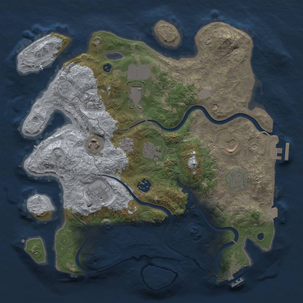 Rust Map: Procedural Map, Size: 3500, Seed: 929054246, 15 Monuments