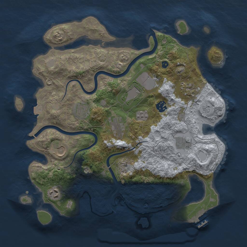 Rust Map: Procedural Map, Size: 3500, Seed: 326535649, 14 Monuments