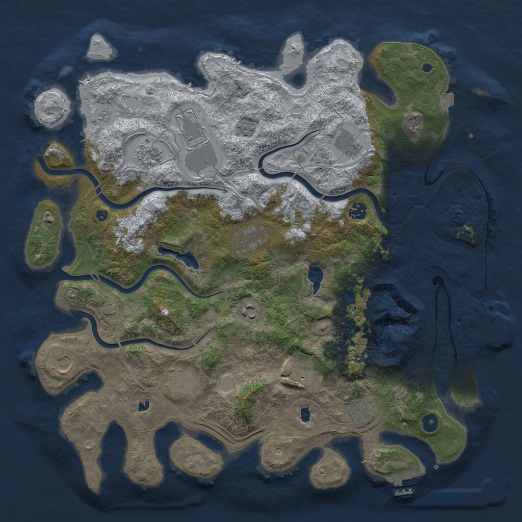 Rust Map: Procedural Map, Size: 4500, Seed: 436525746, 17 Monuments