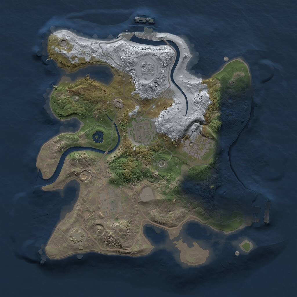 Rust Map: Procedural Map, Size: 2500, Seed: 32688, 9 Monuments