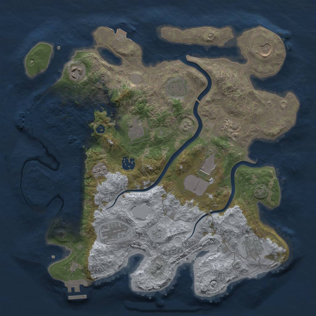 Rust Map: Procedural Map, Size: 3500, Seed: 1362558990, 16 Monuments