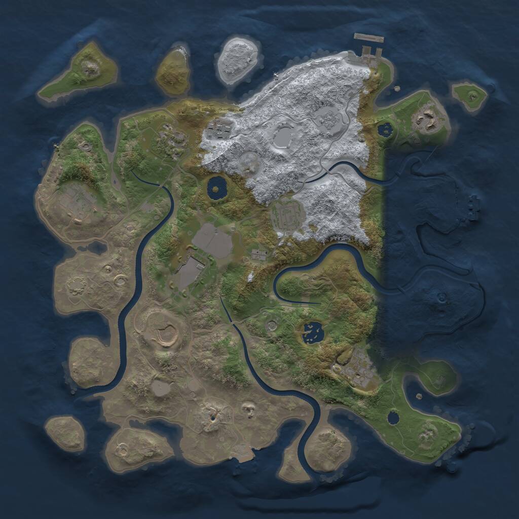 Rust Map: Procedural Map, Size: 3500, Seed: 1072099323, 15 Monuments