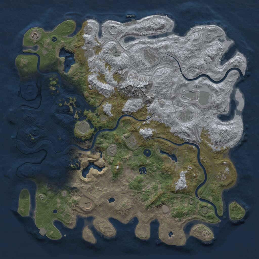 Rust Map: Procedural Map, Size: 5000, Seed: 733238576, 17 Monuments