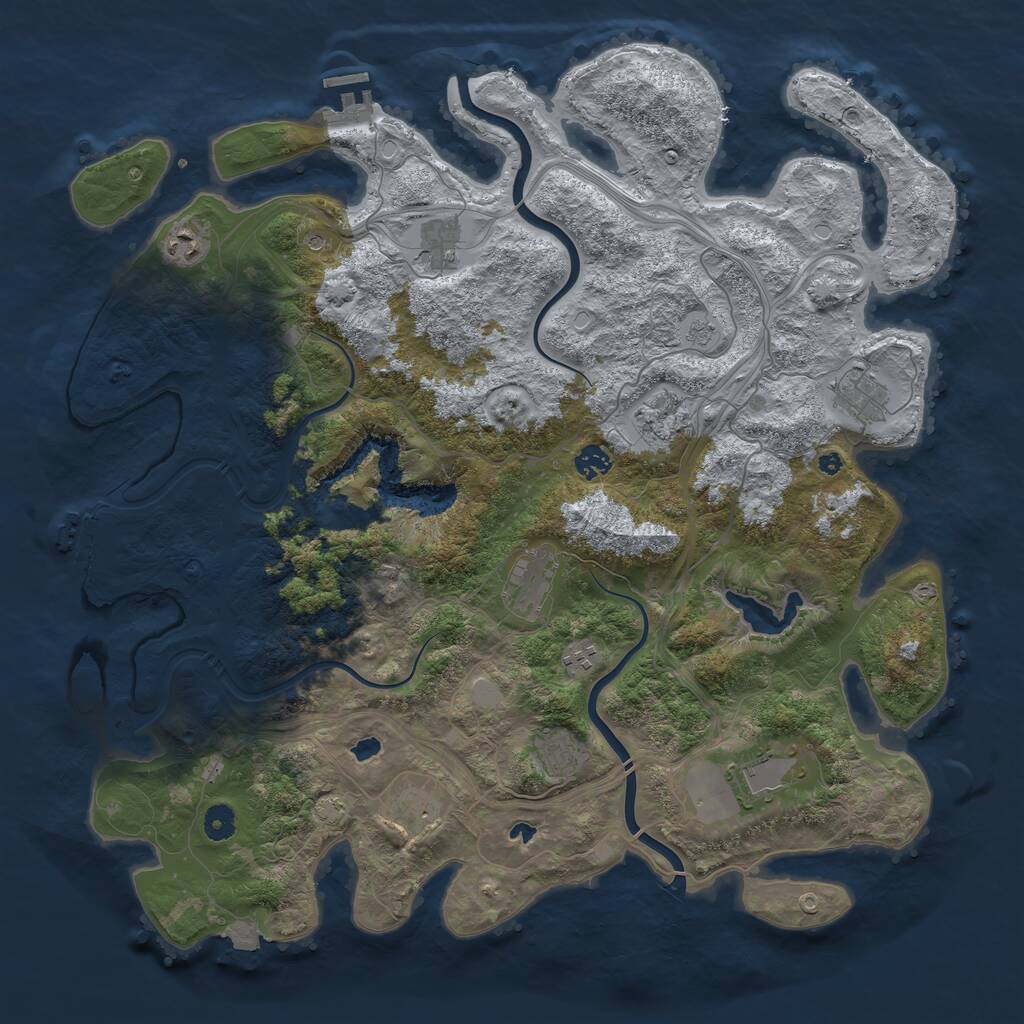 Rust Map: Procedural Map, Size: 4500, Seed: 860583138, 16 Monuments