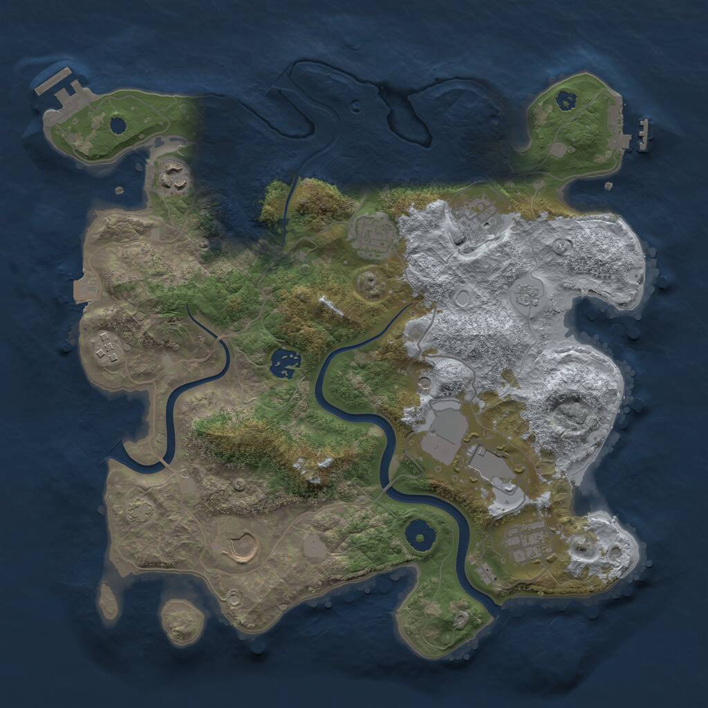 Rust Map: Procedural Map, Size: 3500, Seed: 326674425, 14 Monuments