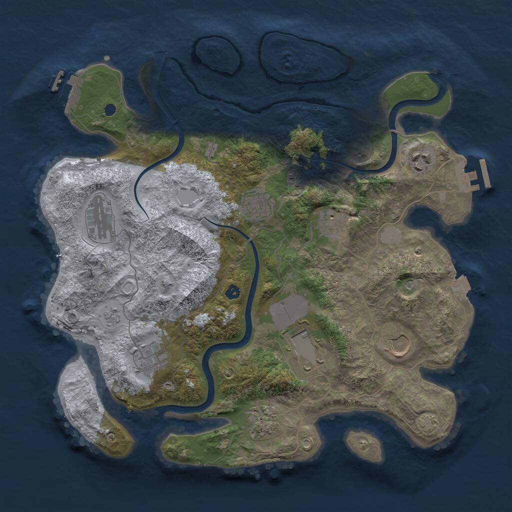 Rust Map: Procedural Map, Size: 3500, Seed: 672369321, 15 Monuments