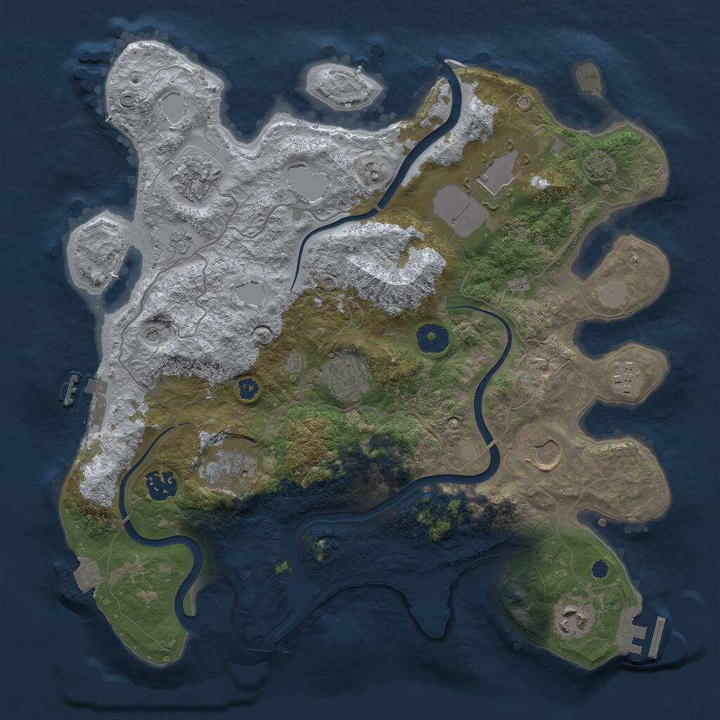 Rust Map: Procedural Map, Size: 3500, Seed: 1572600295, 14 Monuments