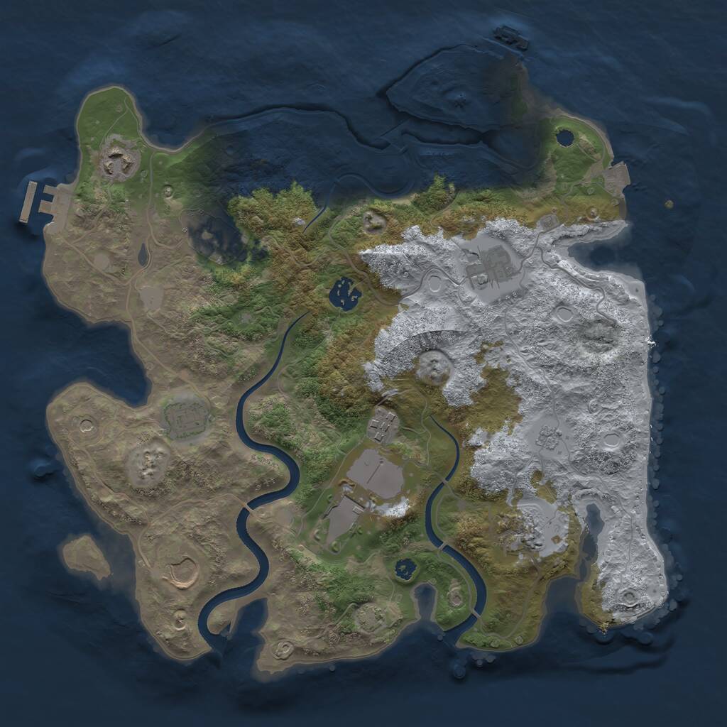 Rust Map: Procedural Map, Size: 3500, Seed: 971126328, 15 Monuments