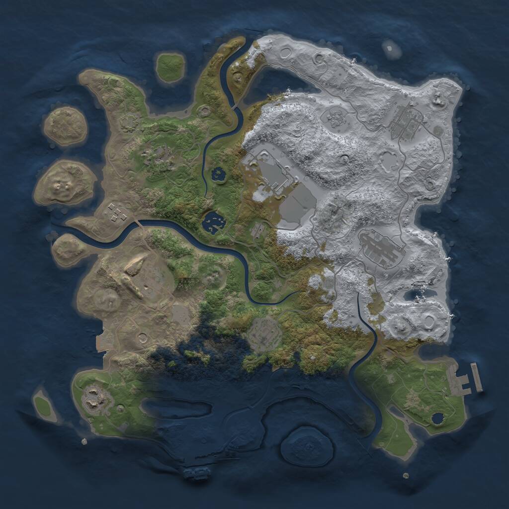 Rust Map: Procedural Map, Size: 3500, Seed: 2102908931, 15 Monuments