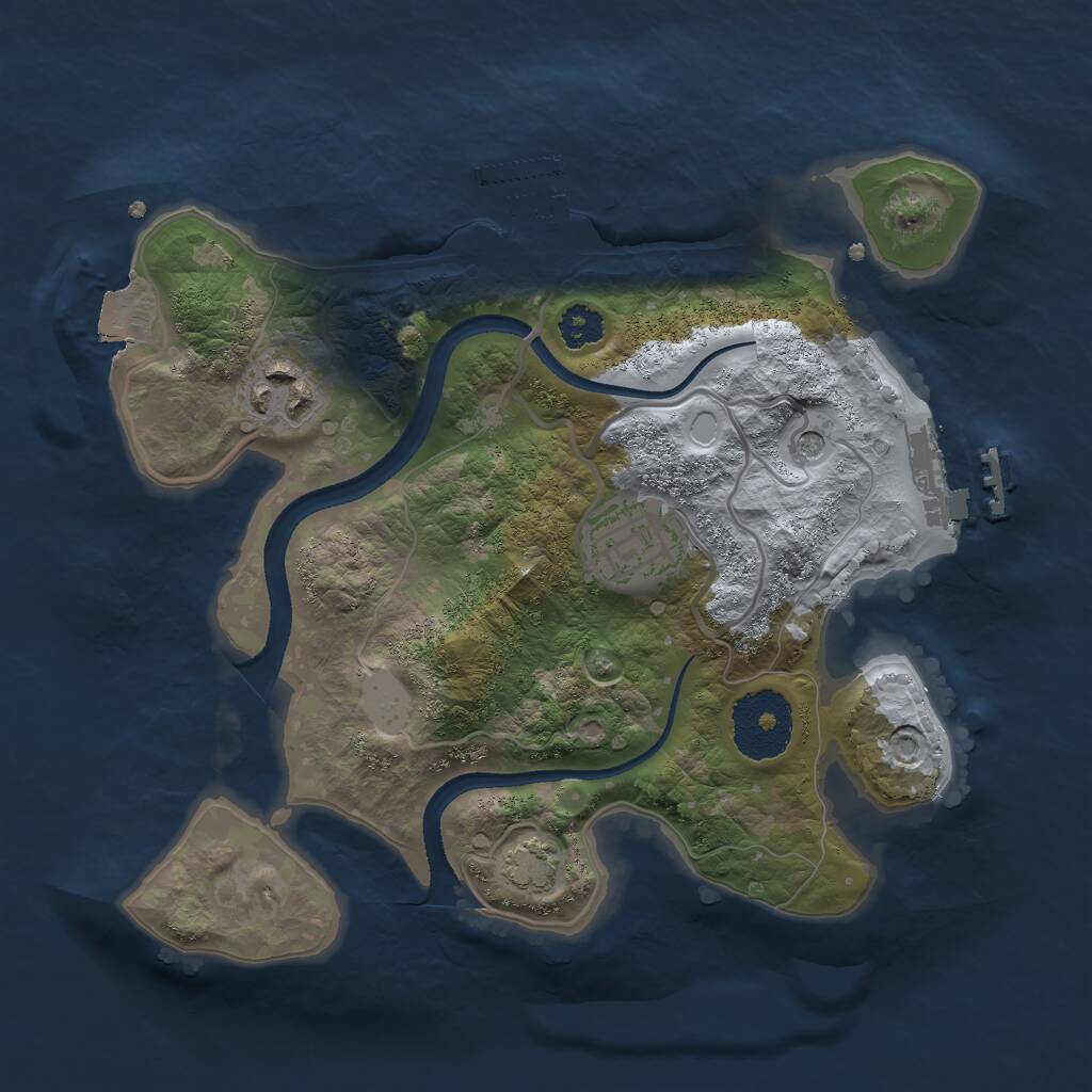 Rust Map: Procedural Map, Size: 2500, Seed: 1223515605, 7 Monuments