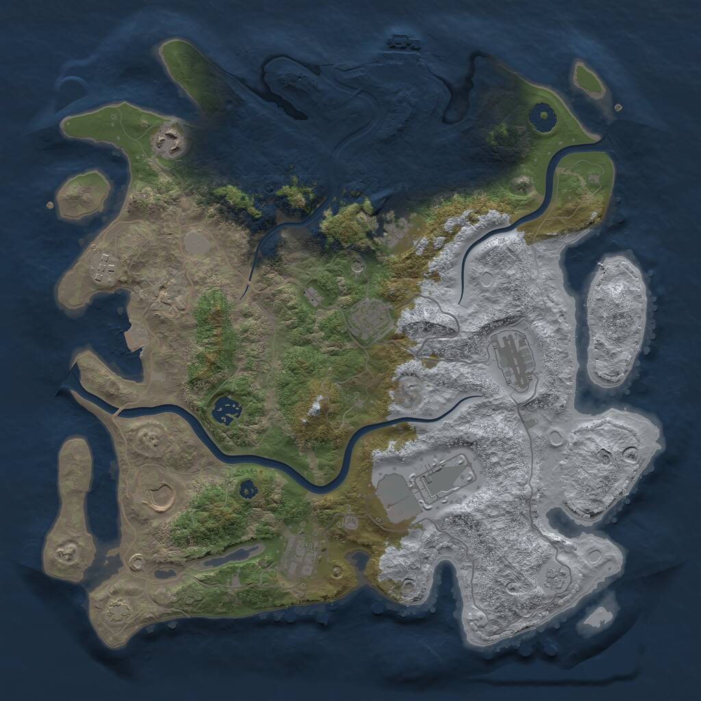 Rust Map: Procedural Map, Size: 3800, Seed: 322811682, 14 Monuments