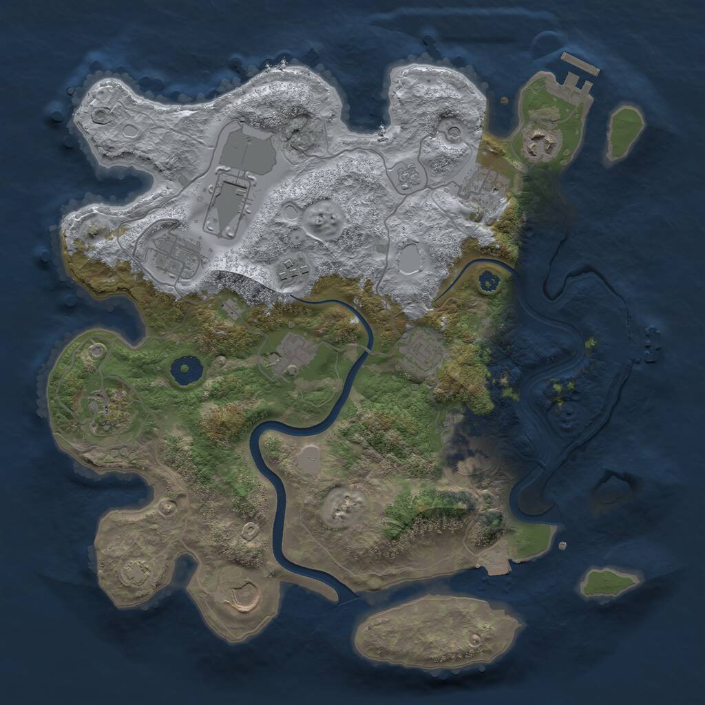 Rust Map: Procedural Map, Size: 3500, Seed: 1509027742, 16 Monuments