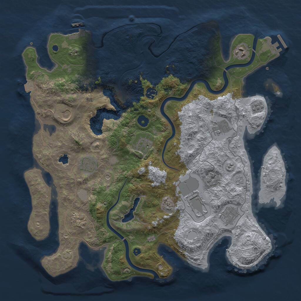 Rust Map: Procedural Map, Size: 4000, Seed: 636345975, 16 Monuments