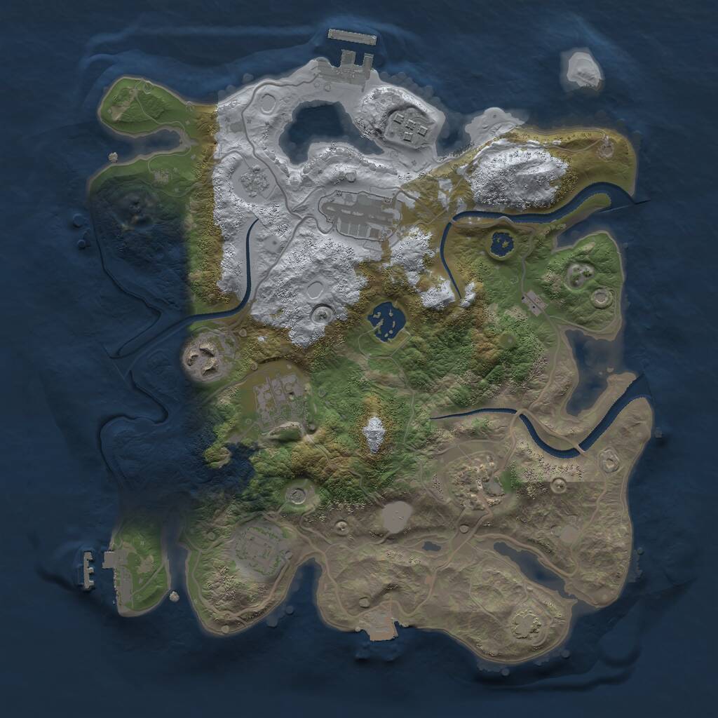 Rust Map: Procedural Map, Size: 3000, Seed: 35931862, 13 Monuments