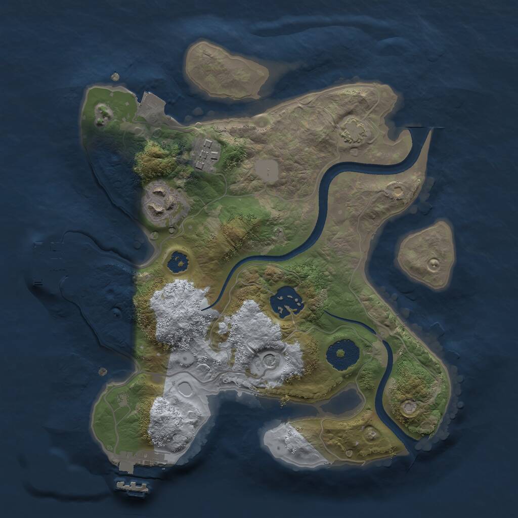 Rust Map: Procedural Map, Size: 2500, Seed: 55060, 8 Monuments