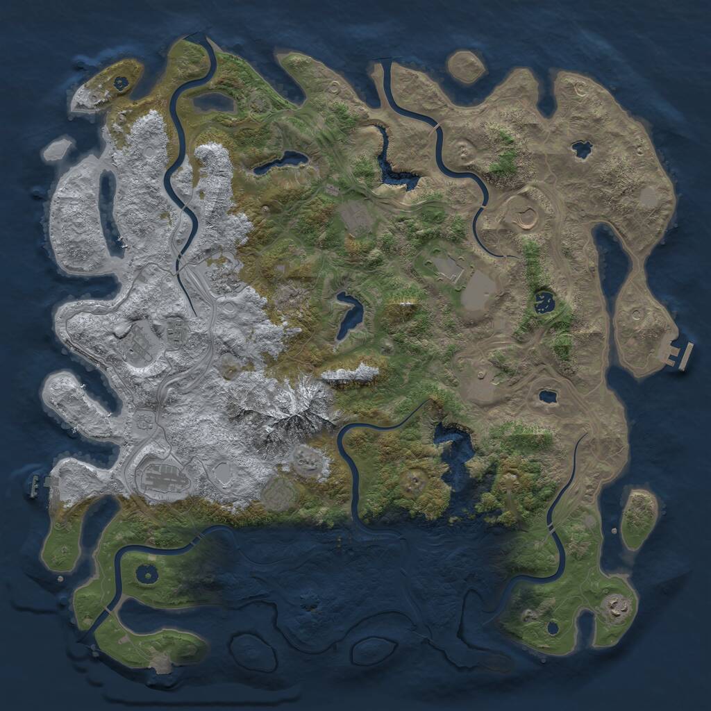 Rust Map: Procedural Map, Size: 5000, Seed: 2020413032, 17 Monuments