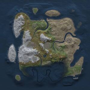 Thumbnail Rust Map: Procedural Map, Size: 3000, Seed: 1423886791, 10 Monuments