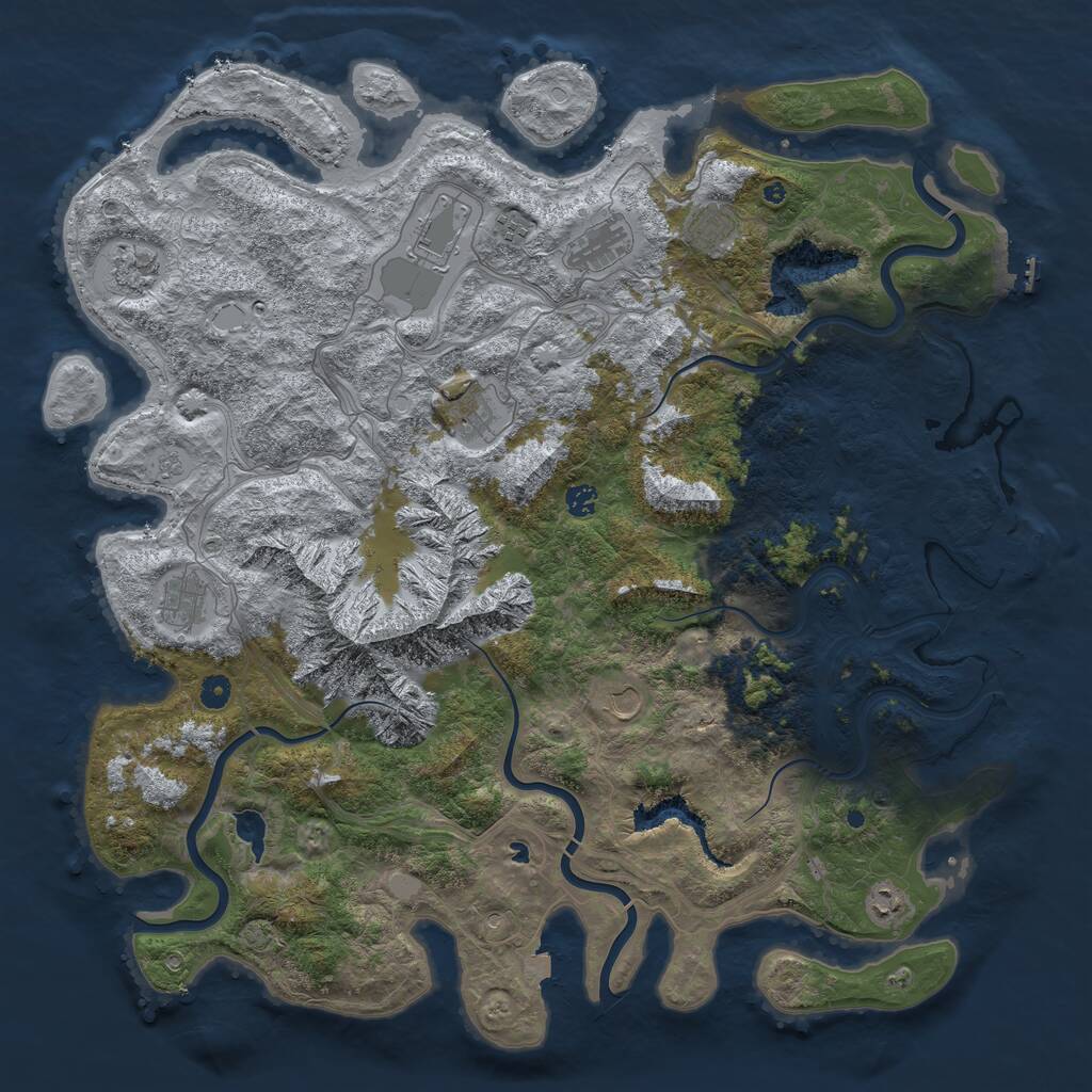 Rust Map: Procedural Map, Size: 5000, Seed: 425974943, 16 Monuments