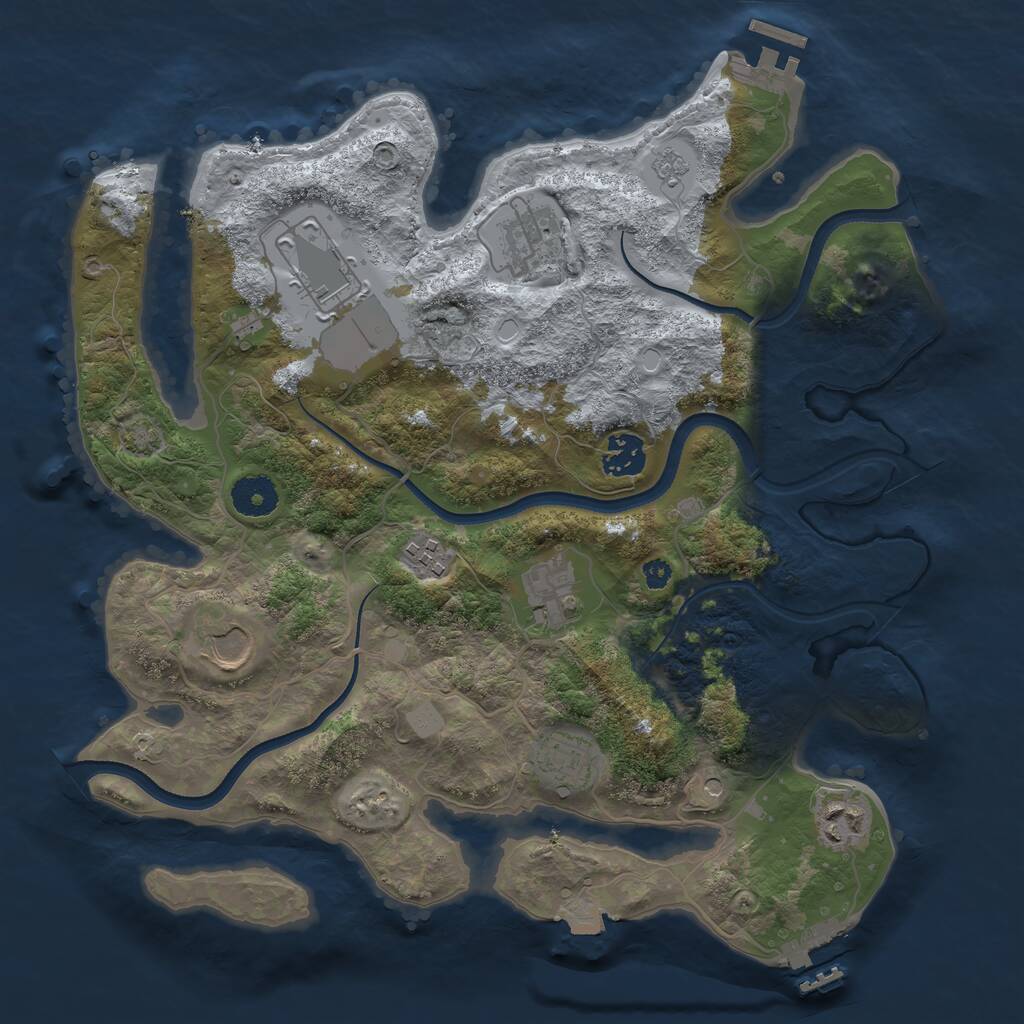 Rust Map: Procedural Map, Size: 3500, Seed: 279189219, 14 Monuments