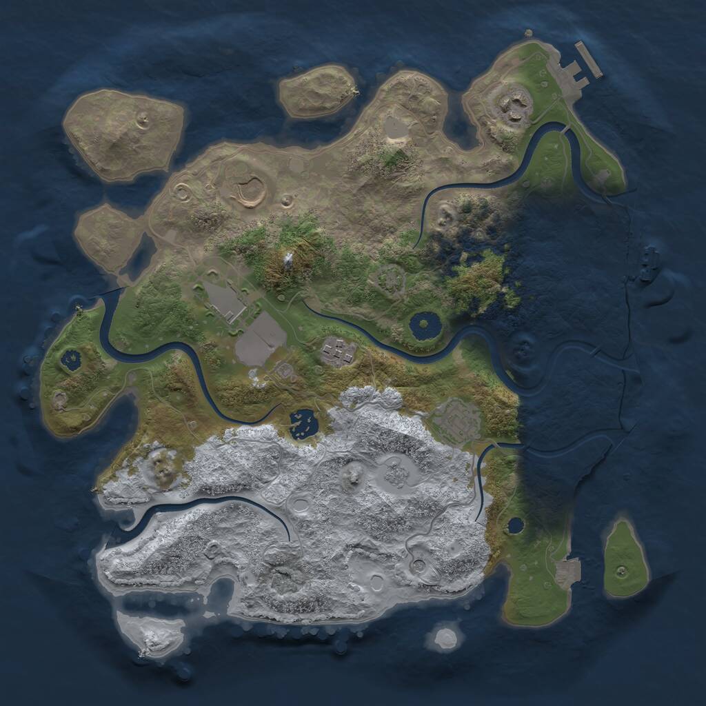 Rust Map: Procedural Map, Size: 3500, Seed: 77523302, 12 Monuments