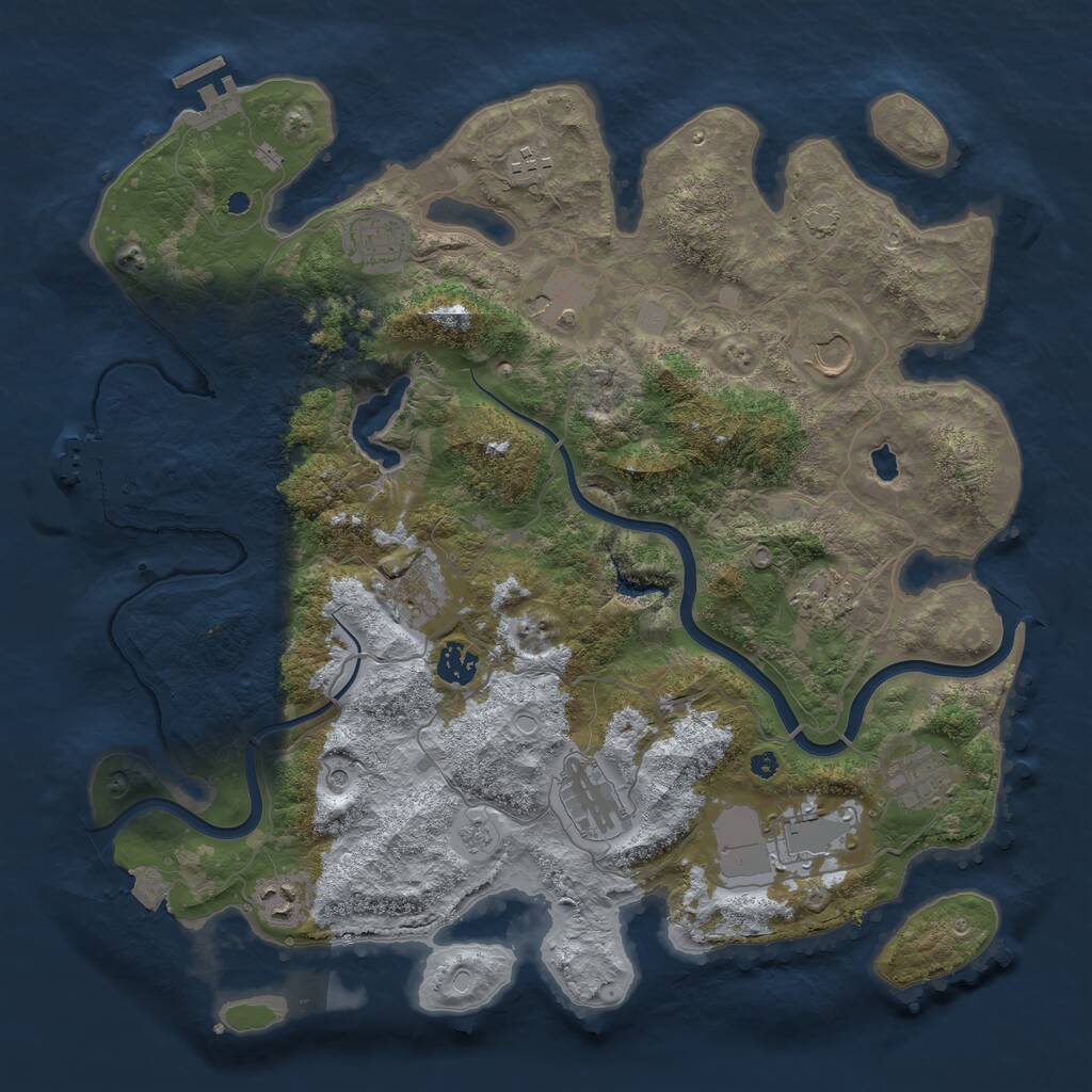Rust Map: Procedural Map, Size: 4000, Seed: 238898913, 17 Monuments