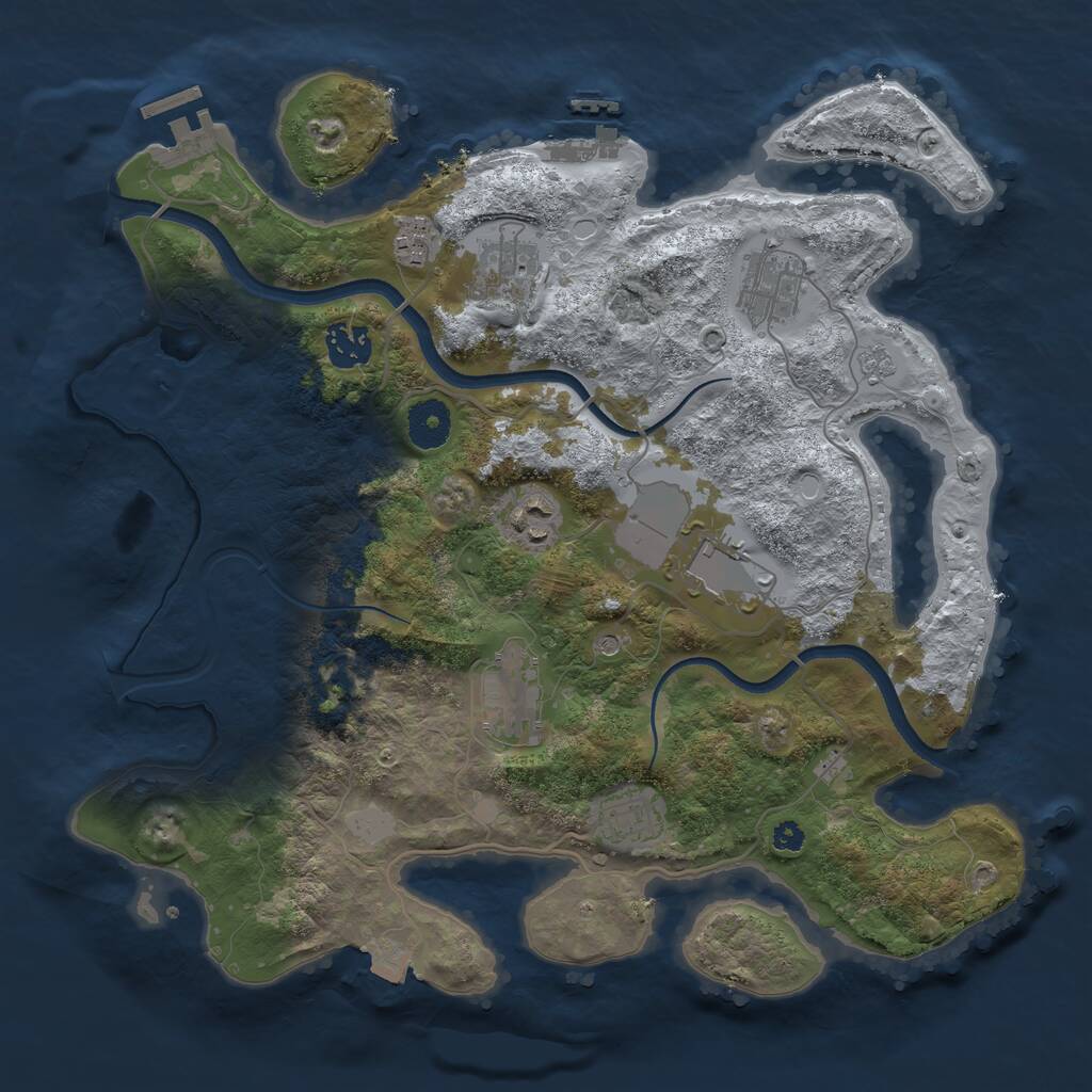 Rust Map: Procedural Map, Size: 3500, Seed: 501420, 14 Monuments