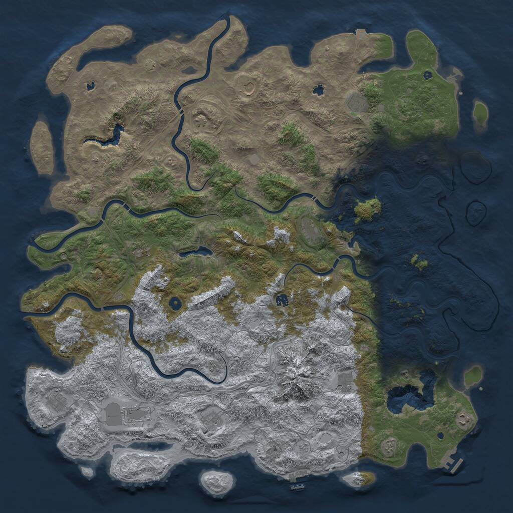 Rust Map: Procedural Map, Size: 6000, Seed: 858438568, 17 Monuments