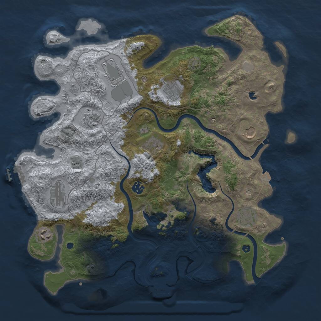 Rust Map: Procedural Map, Size: 4000, Seed: 34581, 16 Monuments