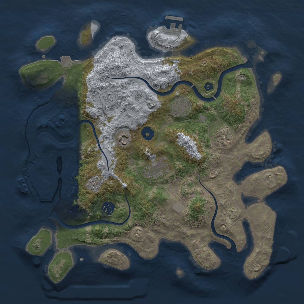Rust Map: Procedural Map, Size: 3500, Seed: 845438878, 12 Monuments