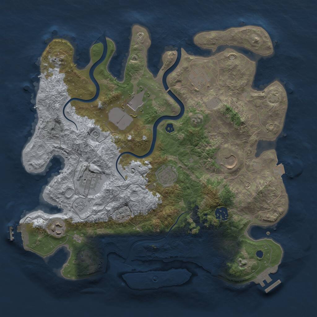 Rust Map: Procedural Map, Size: 3500, Seed: 24657, 14 Monuments