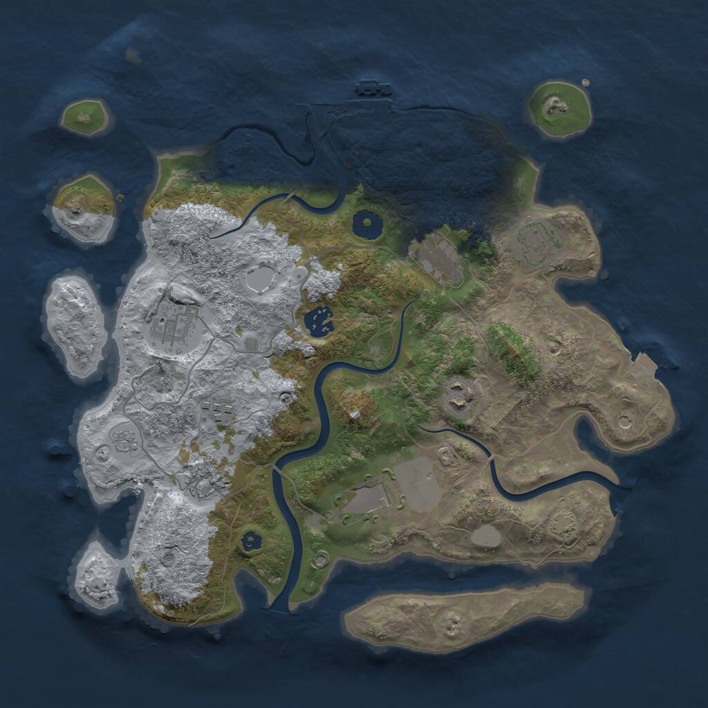 Rust Map: Procedural Map, Size: 3500, Seed: 1521553644, 13 Monuments