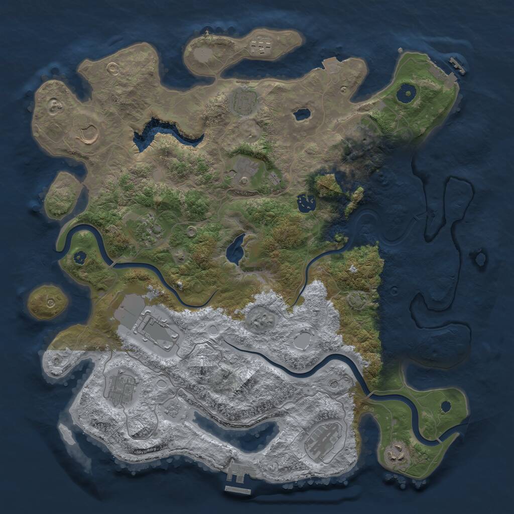 Rust Map: Procedural Map, Size: 4000, Seed: 615924782, 17 Monuments