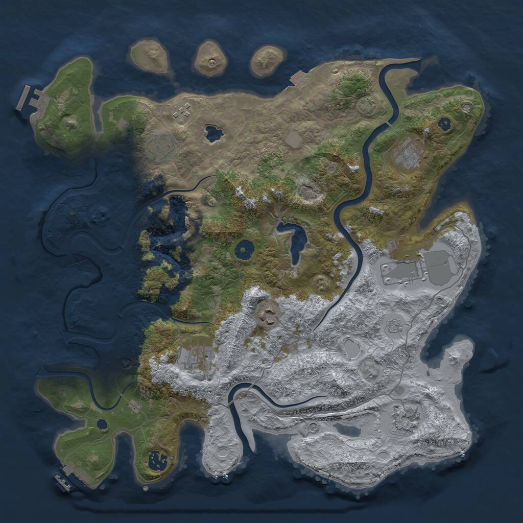 Rust Map: Procedural Map, Size: 4000, Seed: 1966827519, 14 Monuments