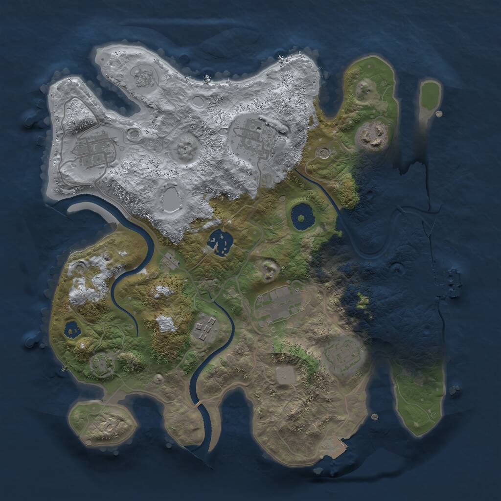 Rust Map: Procedural Map, Size: 3000, Seed: 34529, 12 Monuments