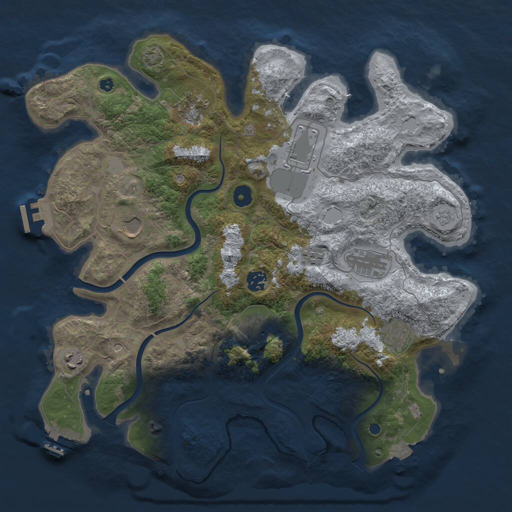 Rust Map: Procedural Map, Size: 3750, Seed: 15530, 15 Monuments